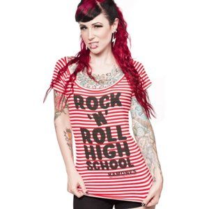 The Ramones Striped Rock 'N' Roll High School Shirt Punk Rock 1980s Music Movie